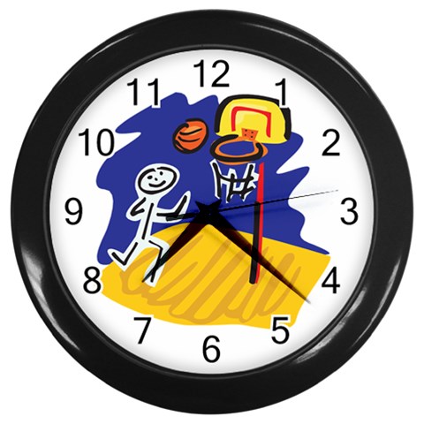 Stick Figure Basketball Player Wall Clock (Black) from ArtsNow.com Front