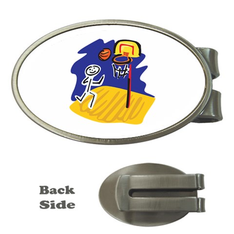 Stick Figure Basketball Player Money Clip (Oval) from ArtsNow.com Front