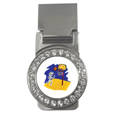 Stick Figure Basketball Player Money Clip (CZ) from ArtsNow.com Front