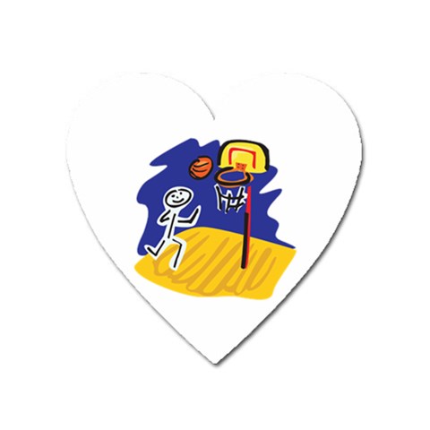 Stick Figure Basketball Player Magnet (Heart) from ArtsNow.com Front