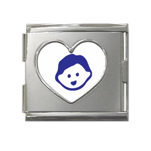 Little Boy Blue Mega Link Heart Italian Charm (18mm) from ArtsNow.com Front