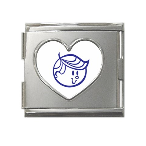 Little Boy Blue Mega Link Heart Italian Charm (18mm) from ArtsNow.com Front