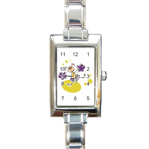 Happy Cheerleader Rectangular Italian Charm Watch from ArtsNow.com Front