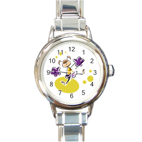 Happy Cheerleader Round Italian Charm Watch from ArtsNow.com Front