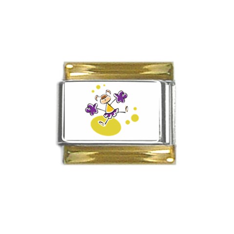 Happy Cheerleader Gold Trim Italian Charm (9mm) from ArtsNow.com Front