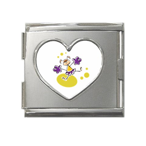 Happy Cheerleader Mega Link Heart Italian Charm (18mm) from ArtsNow.com Front