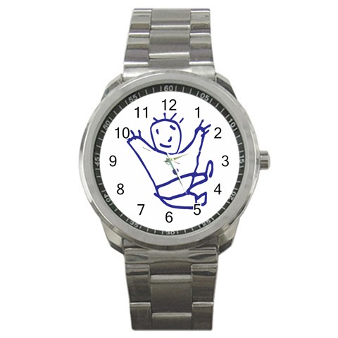 Cute Little Cartoon Boy Sport Metal Watch from ArtsNow.com Front