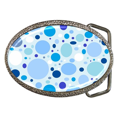 Bubbly Blues Belt Buckle (Oval) from ArtsNow.com Front