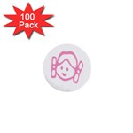 Cute Little Pink Girl 1  Mini Button (100 pack) 