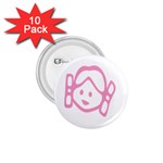 Cute Little Pink Girl 1.75  Button (10 pack) 