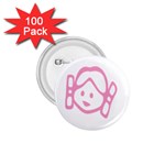 Cute Little Pink Girl 1.75  Button (100 pack) 