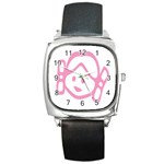 Cute Little Pink Girl Square Metal Watch