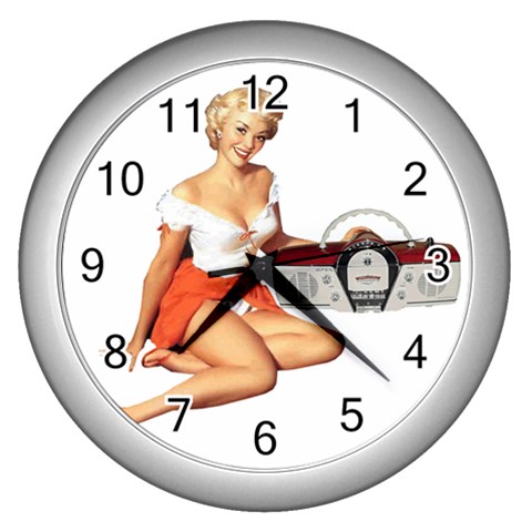 pinup Wall Clock (Silver) from ArtsNow.com Front