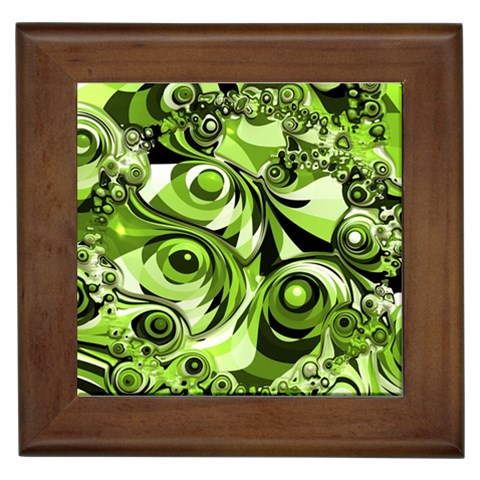 Retro Green Abstract Framed Ceramic Tile from ArtsNow.com Front