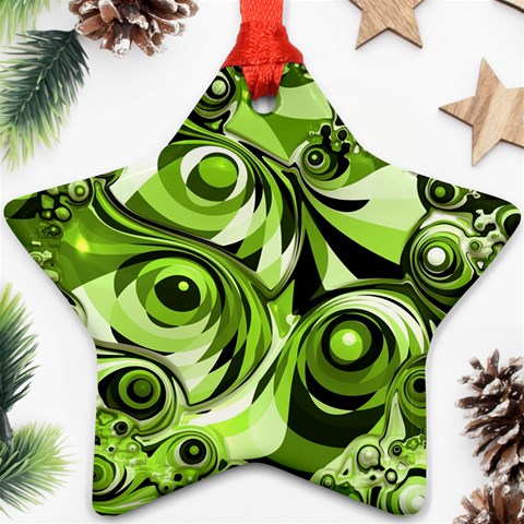 Retro Green Abstract Star Ornament from ArtsNow.com Front