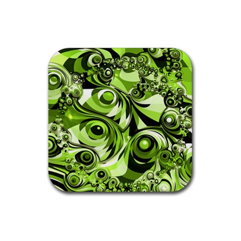 Retro Green Abstract Drink Coaster (Square) from ArtsNow.com Front