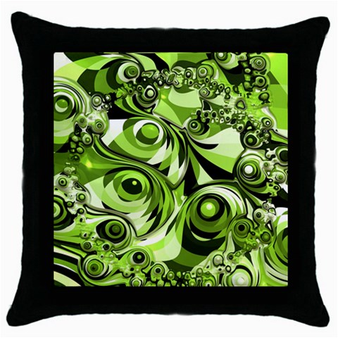 Retro Green Abstract Black Throw Pillow Case from ArtsNow.com Front