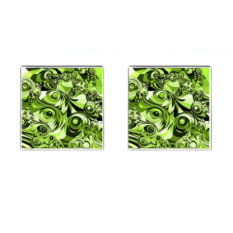 Retro Green Abstract Cufflinks (Square) from ArtsNow.com Front(Pair)