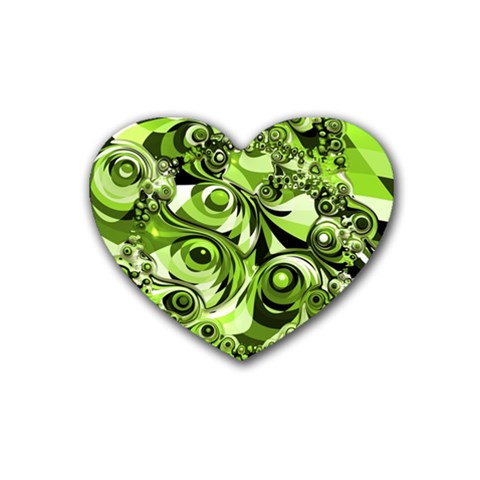 Retro Green Abstract Drink Coasters 4 Pack (Heart)  from ArtsNow.com Front