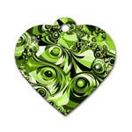 Retro Green Abstract Dog Tag Heart (One Sided) 