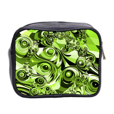 Retro Green Abstract Mini Travel Toiletry Bag (Two Sides) from ArtsNow.com Back