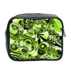 Retro Green Abstract Mini Travel Toiletry Bag (Two Sides) from ArtsNow.com Back