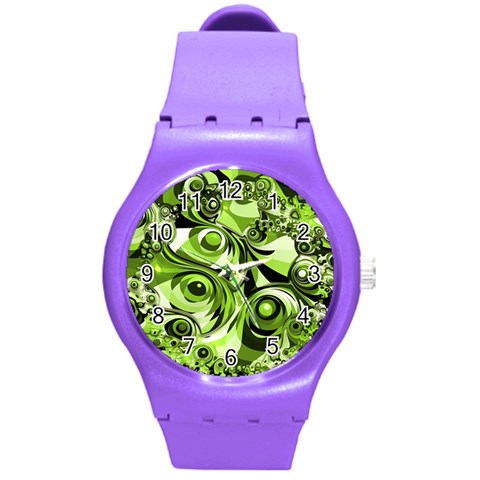 Retro Green Abstract Plastic Sport Watch (Medium) from ArtsNow.com Front