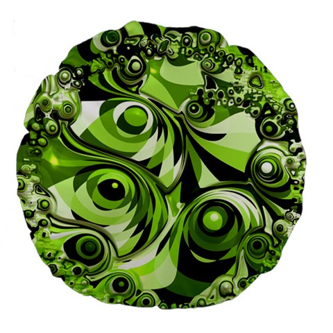 Retro Green Abstract 18  Premium Round Cushion  from ArtsNow.com Back