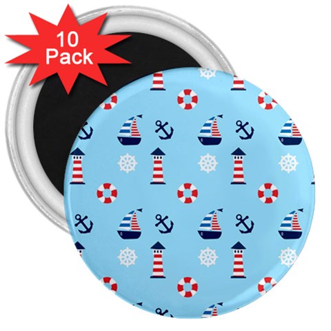 Sailing The Bay 3  Button Magnet (10 pack) from ArtsNow.com Front