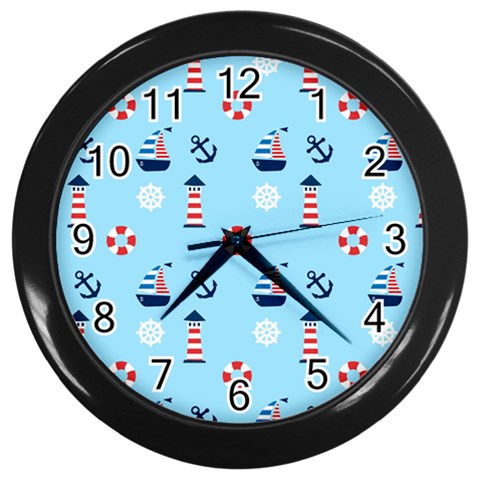 Sailing The Bay Wall Clock (Black) from ArtsNow.com Front