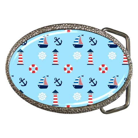 Sailing The Bay Belt Buckle (Oval) from ArtsNow.com Front