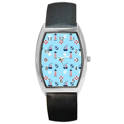 Sailing The Bay Tonneau Leather Watch from ArtsNow.com Front