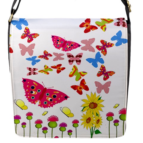 Butterfly Beauty Flap Closure Messenger Bag (Small) from ArtsNow.com Front