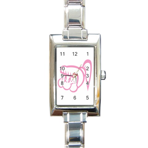 Cute Little Pink Girl Rectangular Italian Charm Watch from ArtsNow.com Front