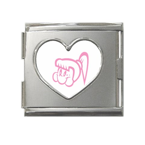 Cute Little Pink Girl Mega Link Heart Italian Charm (18mm) from ArtsNow.com Front