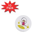 Girl Jumping Rope 1  Mini Button (10 pack) 