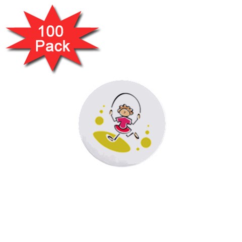 Girl Jumping Rope 1  Mini Button (100 pack)  from ArtsNow.com Front