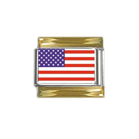 united%20states Gold Trim Italian Charm (9mm) from ArtsNow.com Front