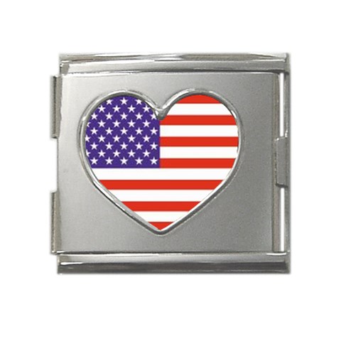 united%20states Mega Link Heart Italian Charm (18mm) from ArtsNow.com Front