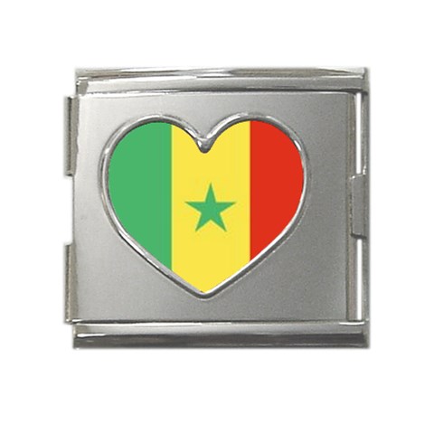 senegal Mega Link Heart Italian Charm (18mm) from ArtsNow.com Front