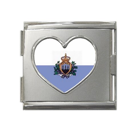 san%20marino Mega Link Heart Italian Charm (18mm) from ArtsNow.com Front