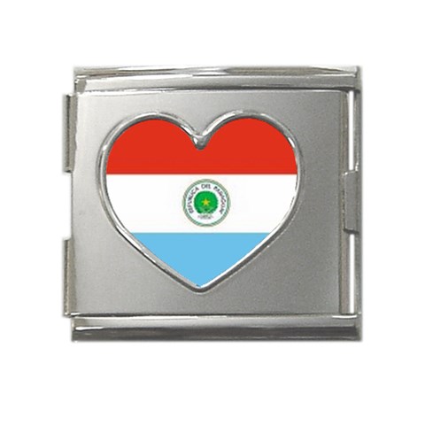 paraguay Mega Link Heart Italian Charm (18mm) from ArtsNow.com Front