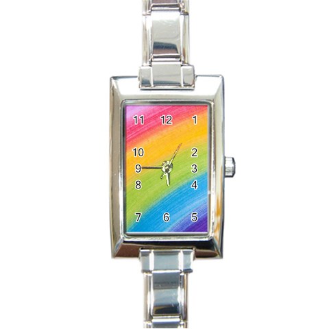 Acrylic Rainbow Rectangular Italian Charm Watch from ArtsNow.com Front