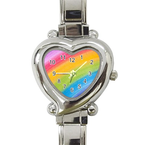 Acrylic Rainbow Heart Italian Charm Watch  from ArtsNow.com Front