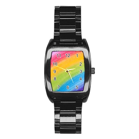 Acrylic Rainbow Stainless Steel Barrel Watch from ArtsNow.com Front