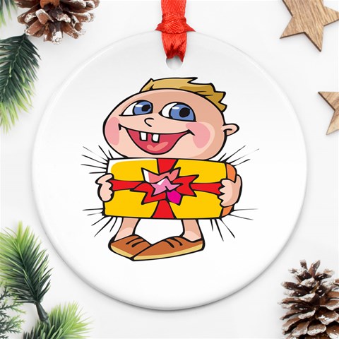 Happy Blue Eyed Boy Ornament (Round) from ArtsNow.com Front