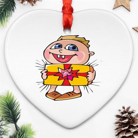 Happy Blue Eyed Boy Ornament (Heart) from ArtsNow.com Front