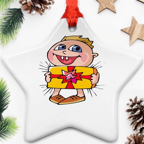 Happy Blue Eyed Boy Ornament (Star) from ArtsNow.com Front