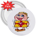 Happy Blue Eyed Boy 3  Button (10 pack)