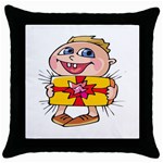 Happy Blue Eyed Boy Throw Pillow Case (Black)